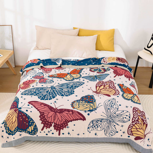Couette légère en gaze de coton avec motif papillon