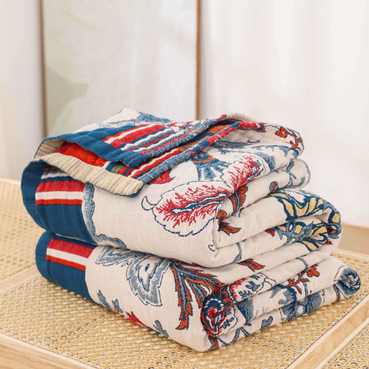 Couverture d'été luxueuse en coton de style campagnard