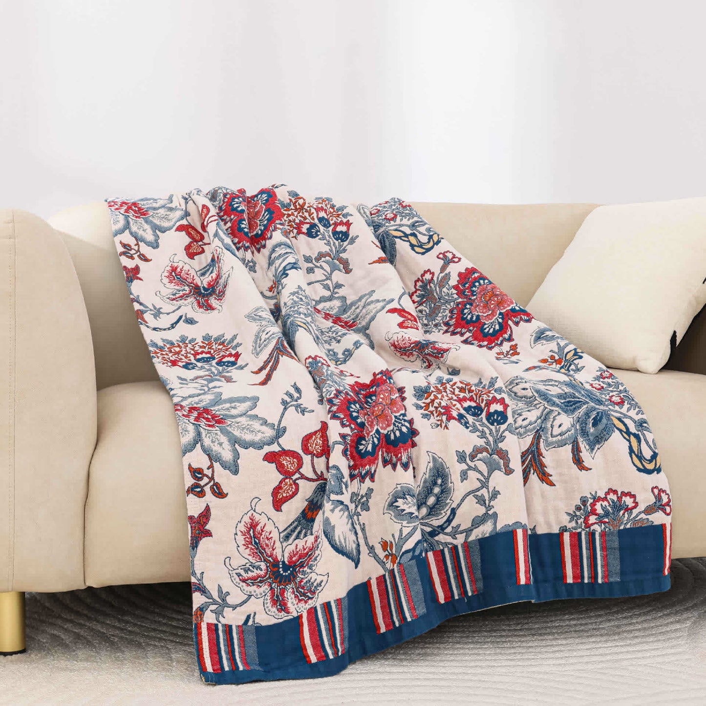 Couverture d'été luxueuse en coton de style campagnard