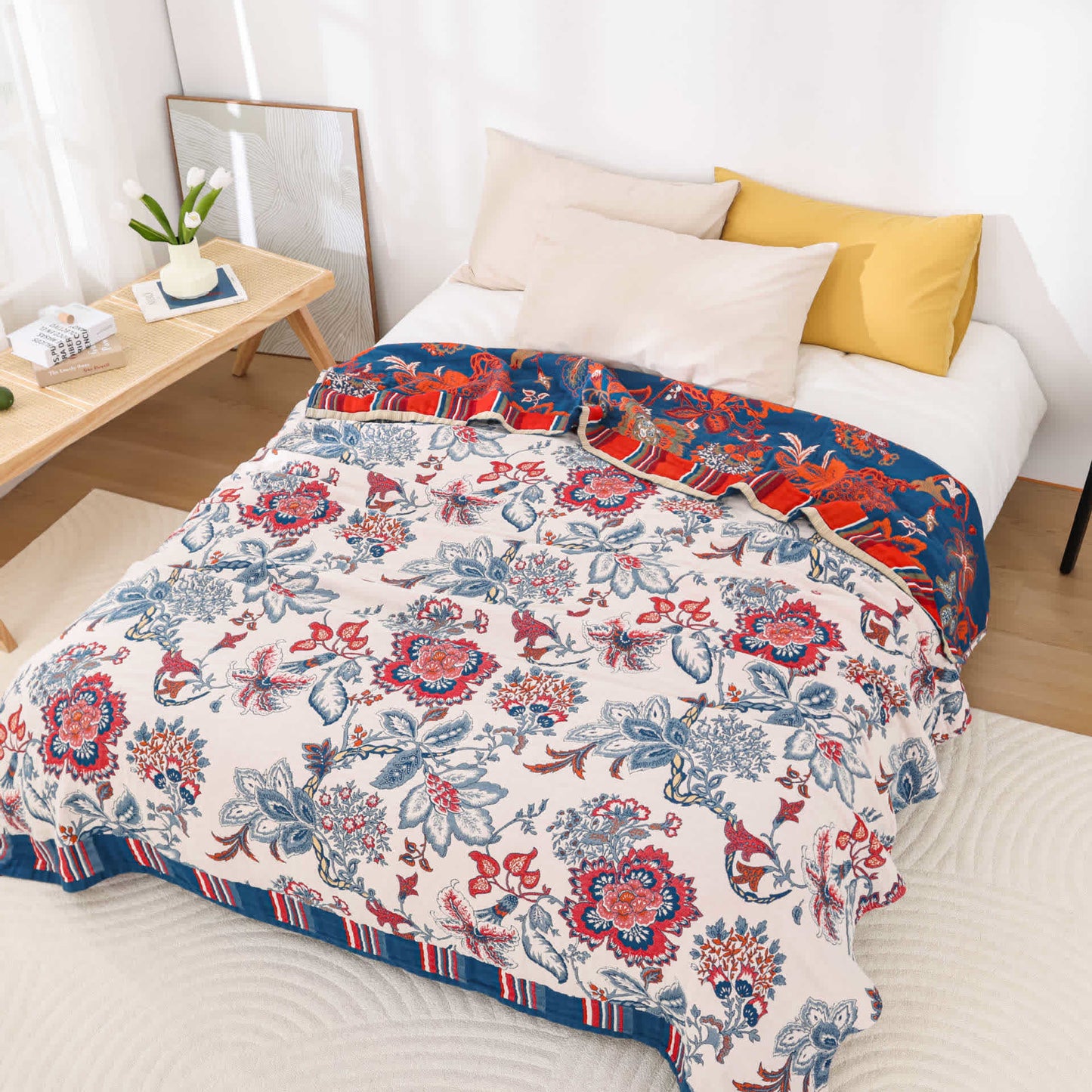 Couverture d'été luxueuse en coton de style campagnard