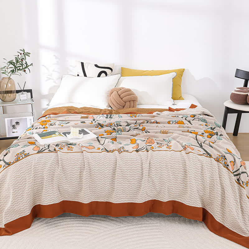 Couette en gaze de coton douce avec motif floral vintage