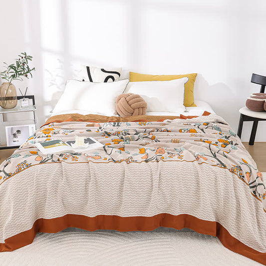 Couette en gaze de coton douce avec motif floral vintage