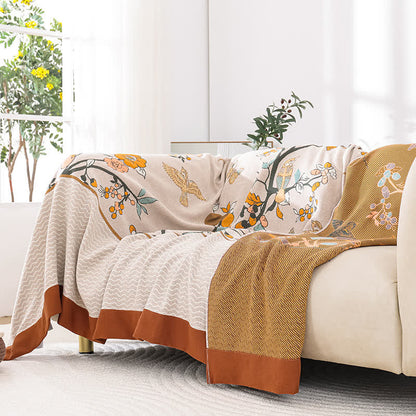 Couette en gaze de coton douce avec motif floral vintage