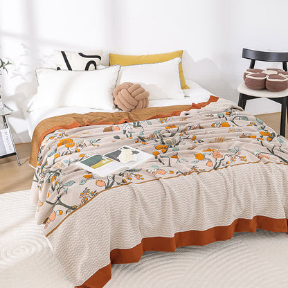 Couette en gaze de coton douce avec motif floral vintage