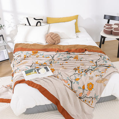 Couette en gaze de coton douce avec motif floral vintage