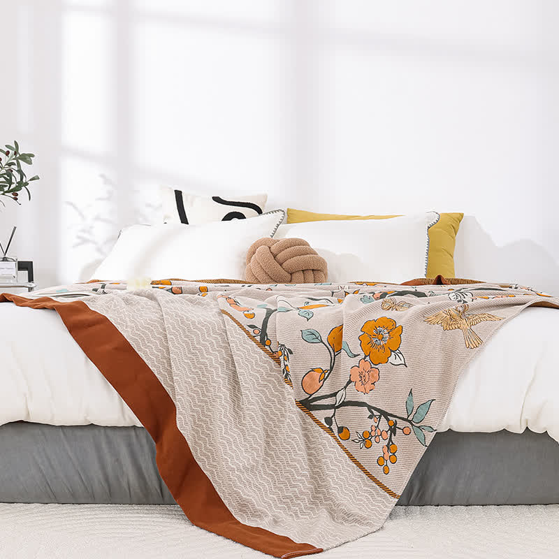 Couette en gaze de coton douce avec motif floral vintage