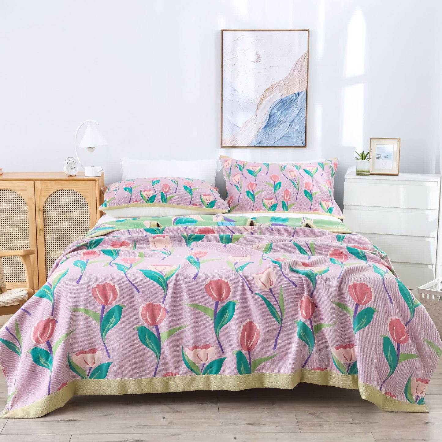 Couette en gaze de coton douce de style tulipe rustique