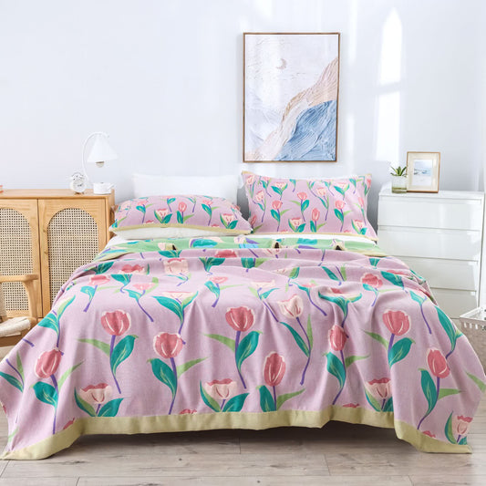 Couette en gaze de coton douce de style tulipe rustique