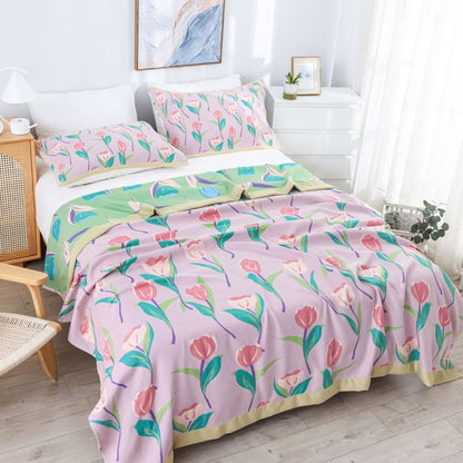 Couette en gaze de coton douce de style tulipe rustique