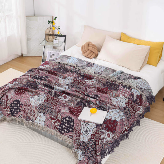 Couette en gaze de coton respirante avec pompon jacquard