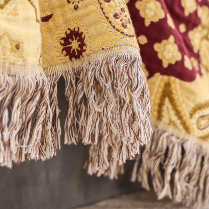 Couette en gaze de coton respirante avec pompon jacquard