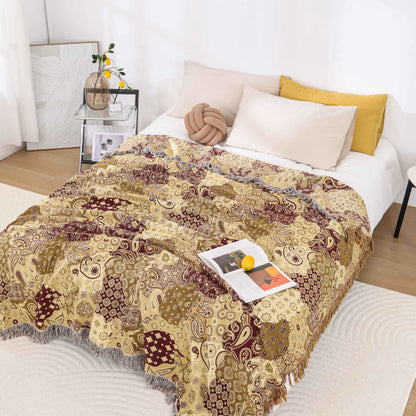 Couette en gaze de coton respirante avec pompon jacquard