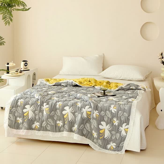 Élégante couette d'été en fibre de bambou à motif floral