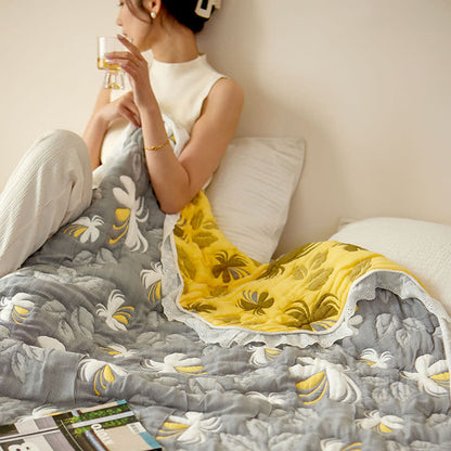 Élégante couette d'été en fibre de bambou à motif floral