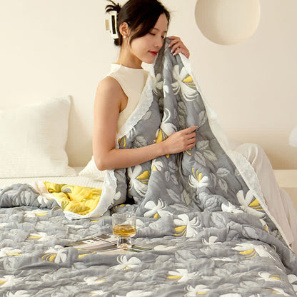 Élégante couette d'été en fibre de bambou à motif floral