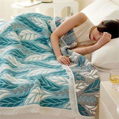 Couette respirante en fibres de bambou avec des feuilles luxuriantes