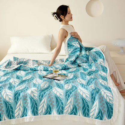 Couette respirante en fibres de bambou avec des feuilles luxuriantes
