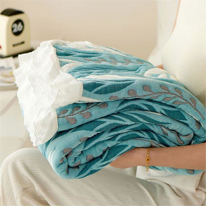 Couette respirante en fibres de bambou avec des feuilles luxuriantes