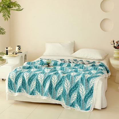 Couette respirante en fibres de bambou avec des feuilles luxuriantes