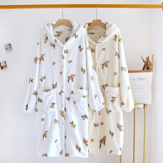 Chemise de nuit épaisse à capuche en laine de nèfle rurale