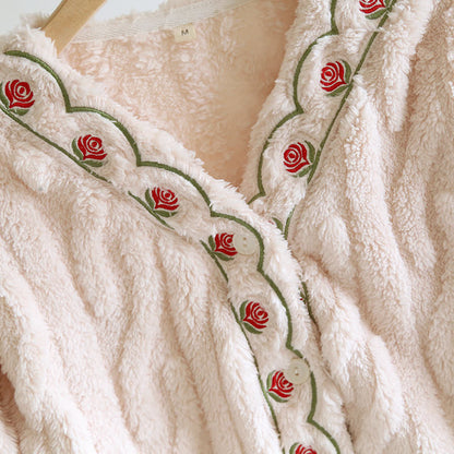 Ensemble pyjama en polaire moelleuse avec broderie et manches longues