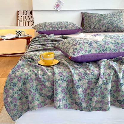 Drap de lit en gaze de coton avec un élégant motif floral