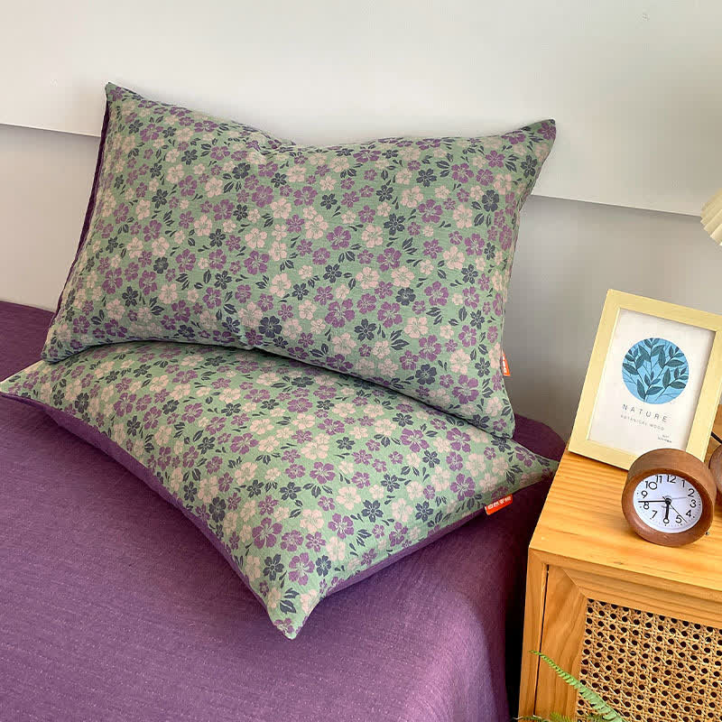 Drap de lit en gaze de coton avec un élégant motif floral
