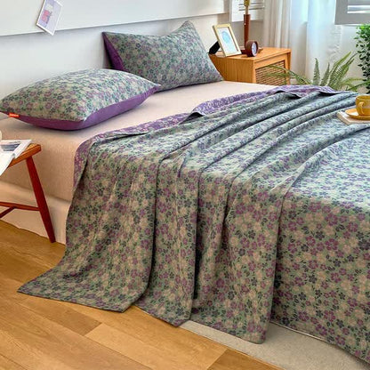 Drap de lit en gaze de coton avec un élégant motif floral