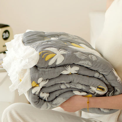 Élégante couette d'été en fibre de bambou à motif floral
