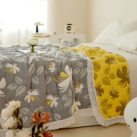 Élégante couette d'été en fibre de bambou à motif floral