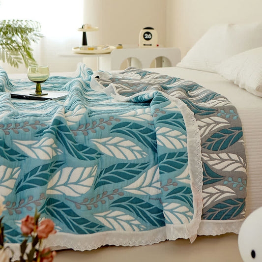 Couette respirante en fibres de bambou avec des feuilles luxuriantes