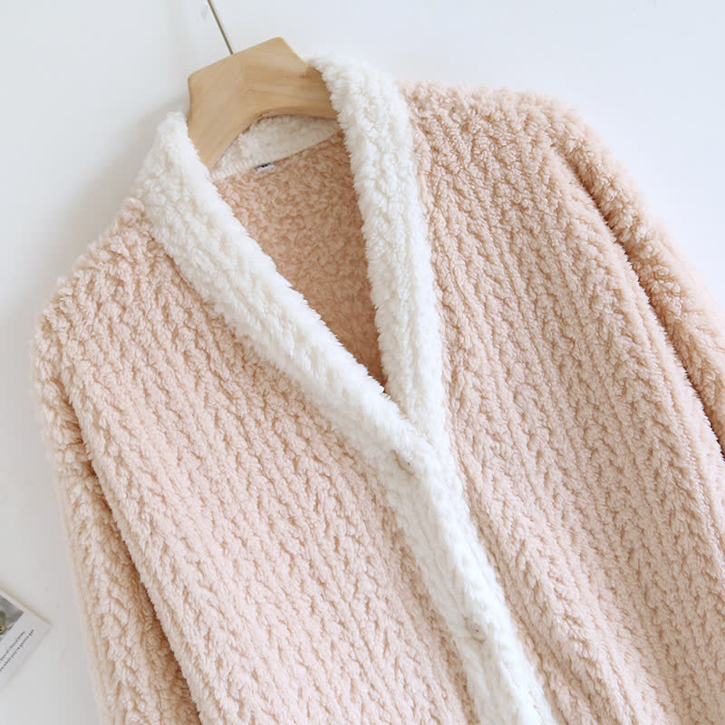 Chemise de nuit en polaire à col en V et épis de blé