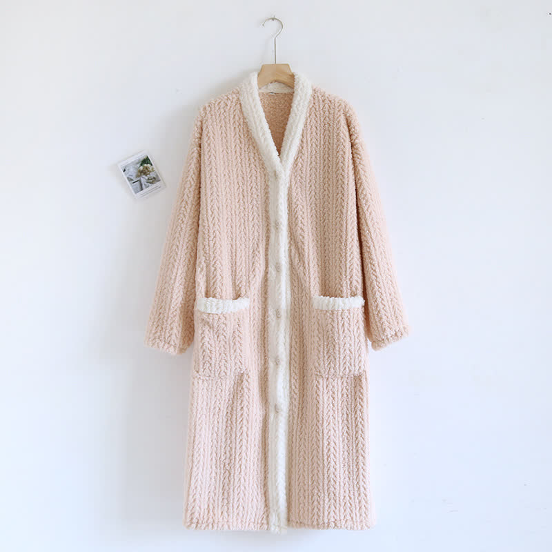 Chemise de nuit en polaire à col en V et épis de blé