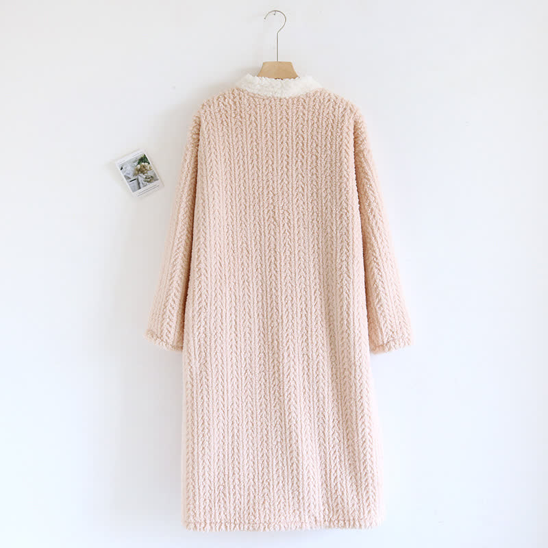 Chemise de nuit en polaire à col en V et épis de blé