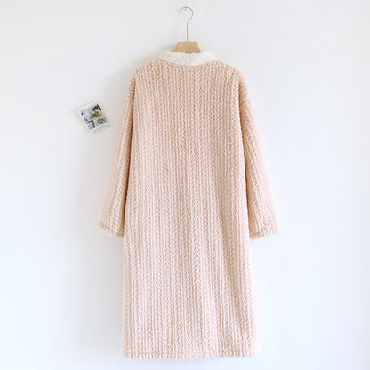 Chemise de nuit en polaire à col en V et épis de blé
