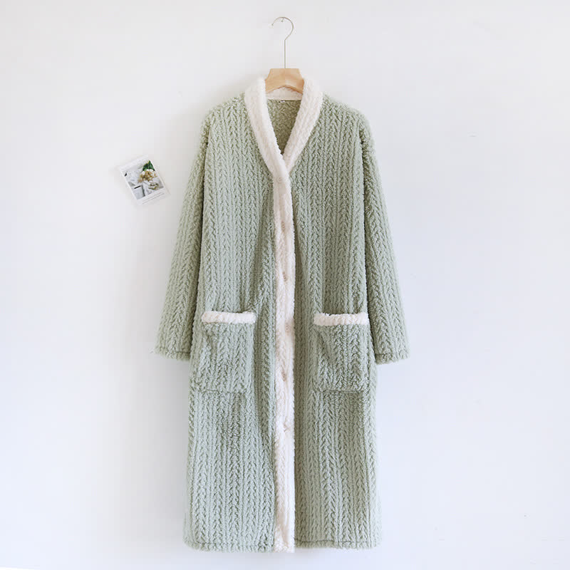Chemise de nuit en polaire à col en V et épis de blé