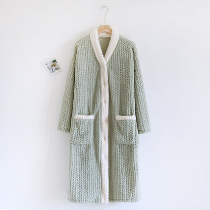 Chemise de nuit en polaire à col en V et épis de blé