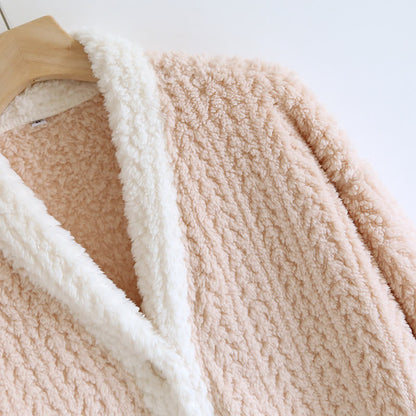 Chemise de nuit en polaire à col en V et épis de blé
