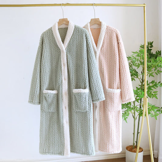 Chemise de nuit en polaire à col en V et épis de blé