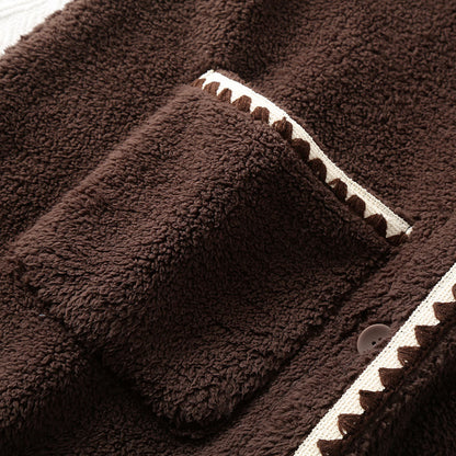 Vêtements de nuit chauds en flanelle avec col à revers
