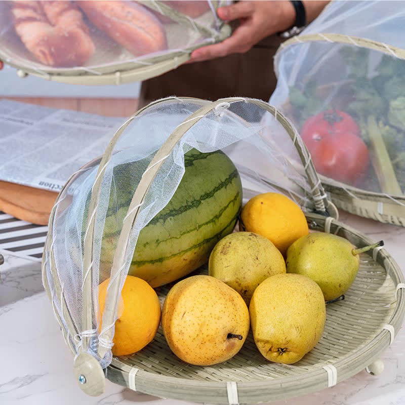 Panier/plateau alimentaire tissé à la main créatif Ownkoti avec couvercle en maille