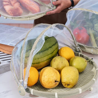 Panier/plateau alimentaire tissé à la main créatif Ownkoti avec couvercle en maille
