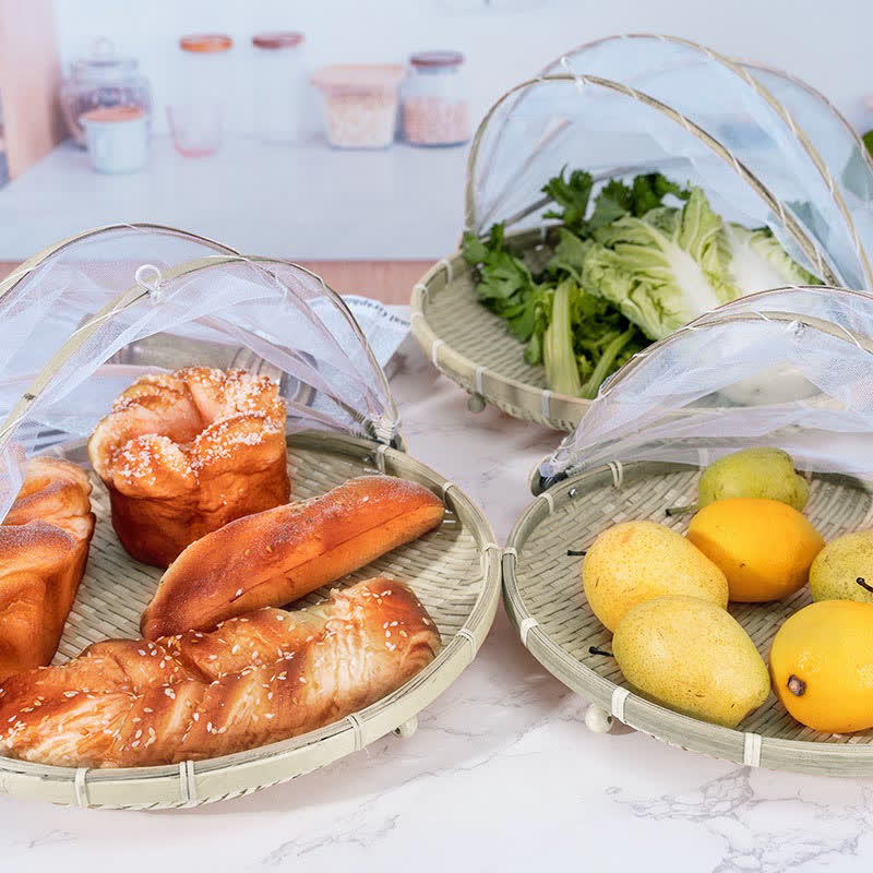 Panier/plateau alimentaire tissé à la main créatif Ownkoti avec couvercle en maille