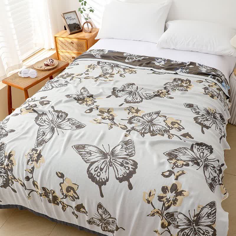 Couverture douce en fibre de bambou avec motif papillon