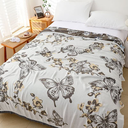 Couverture douce en fibre de bambou avec motif papillon