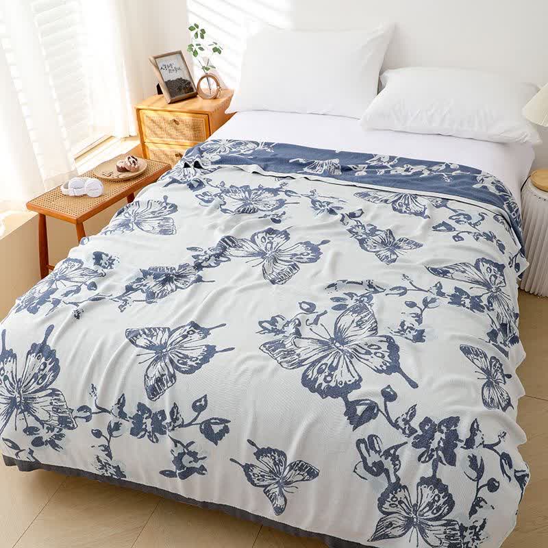 Couverture douce en fibre de bambou avec motif papillon
