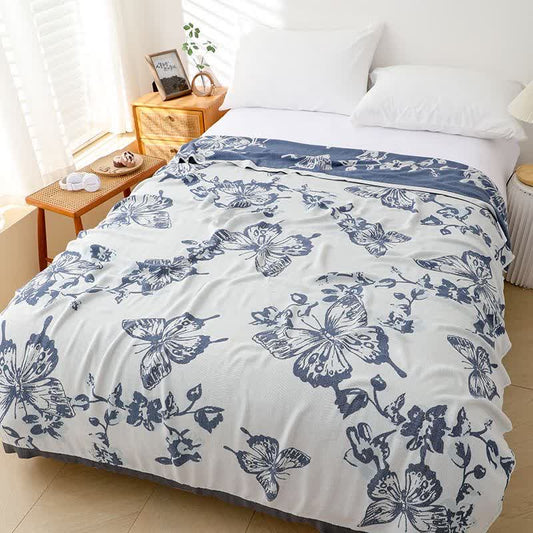 Couverture douce en fibre de bambou avec motif papillon