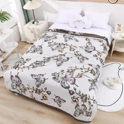Couverture douce en fibre de bambou avec motif papillon
