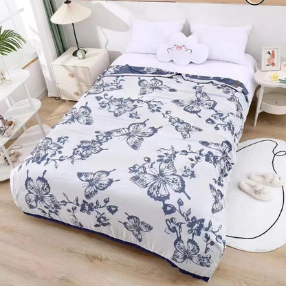 Couverture douce en fibre de bambou avec motif papillon