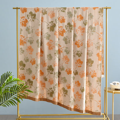 Couverture douce en fibre de bambou avec des feuilles élégantes